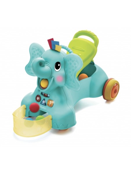 Infantino Sensory – Porteur Éléphant Évolutif 3-en-1 Ramasseur de Balles