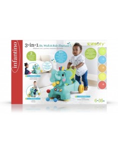 Infantino Sensory – Porteur Éléphant Évolutif 3-en-1 Ramasseur de Balles 2