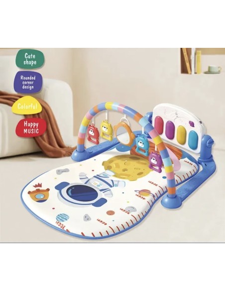 Tapis d'Éveil Évolutif Petit Astronaute avec Piano et Toise de Mesure