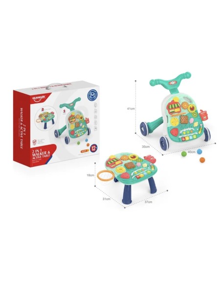Huanger 2-in-1 Walker & Active Table – Trotteur Pousseur et Table d'Éveil Éducative