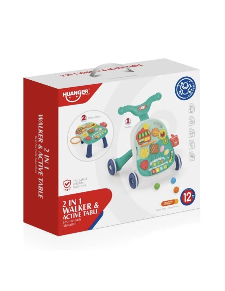 Huanger 2-in-1 Walker & Active Table – Trotteur Pousseur et Table d'Éveil Éducative