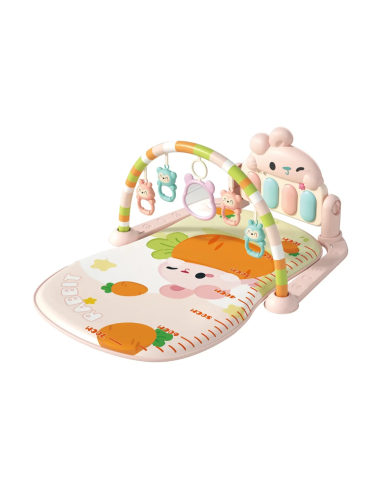 Tapis d'Éveil Évolutif Lapin Malin avec Piano et Toise de Mesure