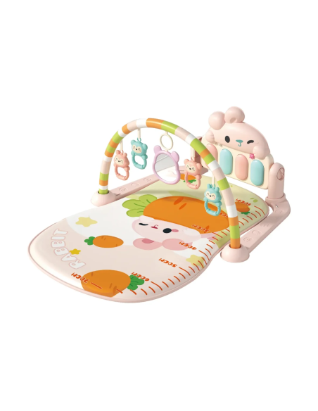 Tapis d'Éveil Évolutif Lapin Malin avec Piano et Toise de Mesure