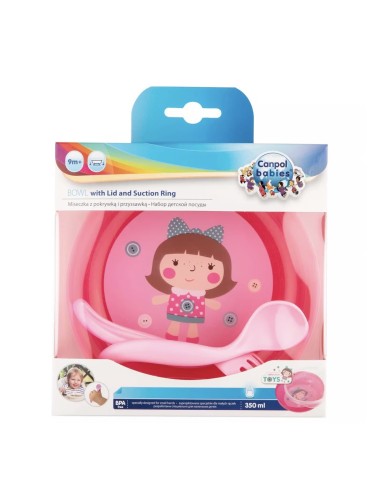 Bol d'Apprentissage Antidérapant avec Couvercle et Couverts – Canpol babies (350 ml)