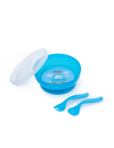 Bol d'Apprentissage Antidérapant avec Couvercle et Couverts – Canpol babies (350 ml) 2