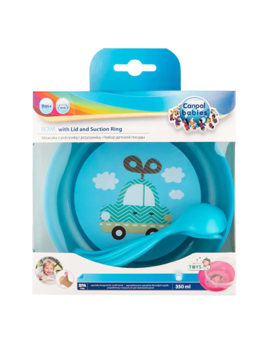 Bol d'Apprentissage Antidérapant avec Couvercle et Couverts – Canpol babies (350 ml)