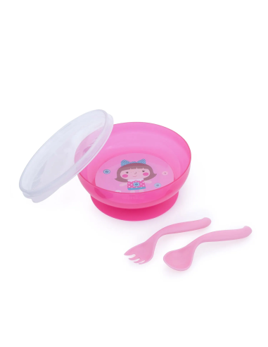 Bol d'Apprentissage Antidérapant avec Couvercle et Couverts – Canpol babies (350 ml)