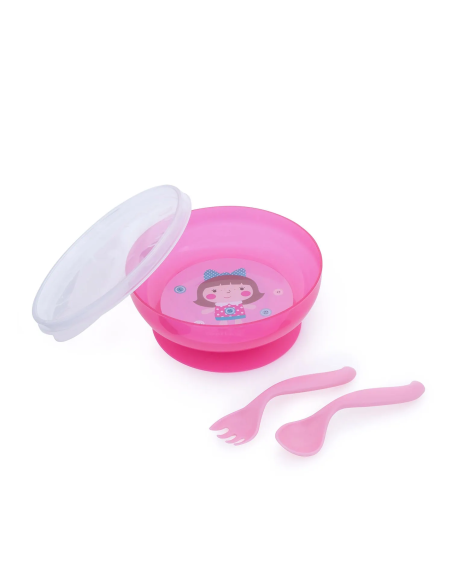 Bol d'Apprentissage Antidérapant avec Couvercle et Couverts – Canpol babies (350 ml)