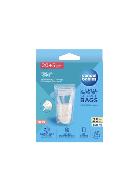Sacs de Stockage de Lait Maternel Stériles Canpol babies – 25 pièces (150 ml)