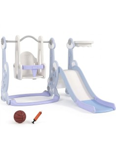 Aire de Jeux Évolutive 3-en-1 – Balançoire, Toboggan & Panier de Basket