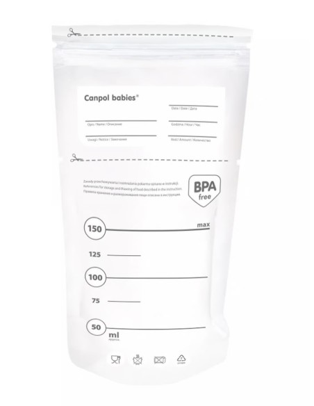 Sachets de Conservation pour Lait Maternel Stériles ExpressCare – Canpol babies (20 pcs + 5 Gratuits)