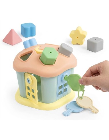 Maison des Formes Évolutive avec Portes Verrouillables – Boîte à Formes Pastel par Dolu