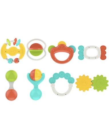 Coffret de Hochets et Anneaux de Dentition Multicolores pour Bébé (8 pièces) – Huanger
