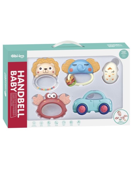 Coffret de Hochets et Jouets d'Éveil Animaux & Voiture (5 pièces) – Bibi-inn